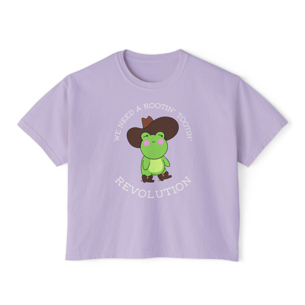 Rootin' Tootin' Frog Revolution Boxy Tee — Cute Cowgirl Frog Graphic Shirt