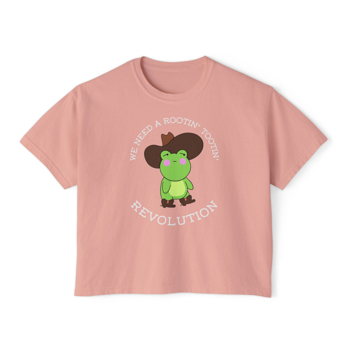 Rootin' Tootin' Frog Revolution Boxy Tee — Cute Cowgirl Frog Graphic Shirt